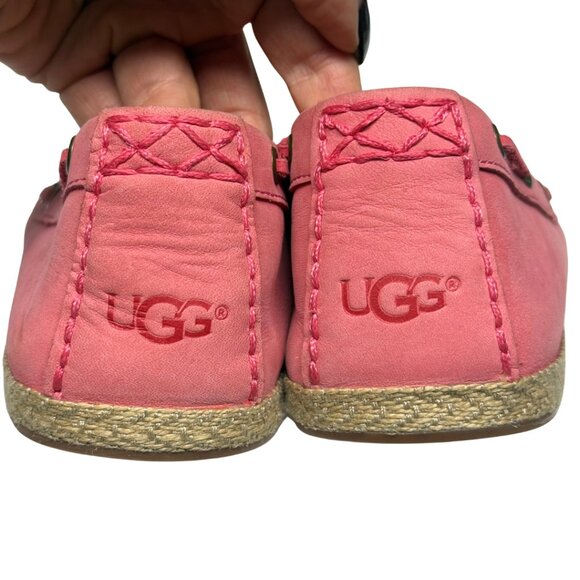 UGG Suzette Moccasin Flats Pink Nubuck Beaded Leather Lace Womens 8.5 Like New - Picture 10 of 10